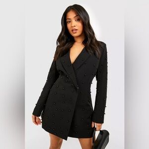 Boohoo pearl detail blazer dress